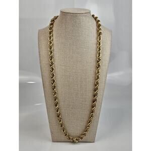 Vintage Monet Necklace Gold Tone Chunky Rope Chain Signed